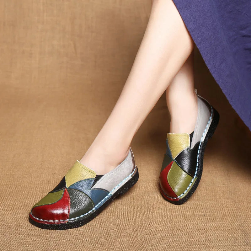 Damskie skórzane buty ortopedyczne slip-on – wygodne półbuty z elastyczną podeszwą