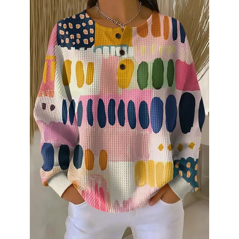 Melody | Bluza z nadrukiem i guzikami przy dekolcie 1