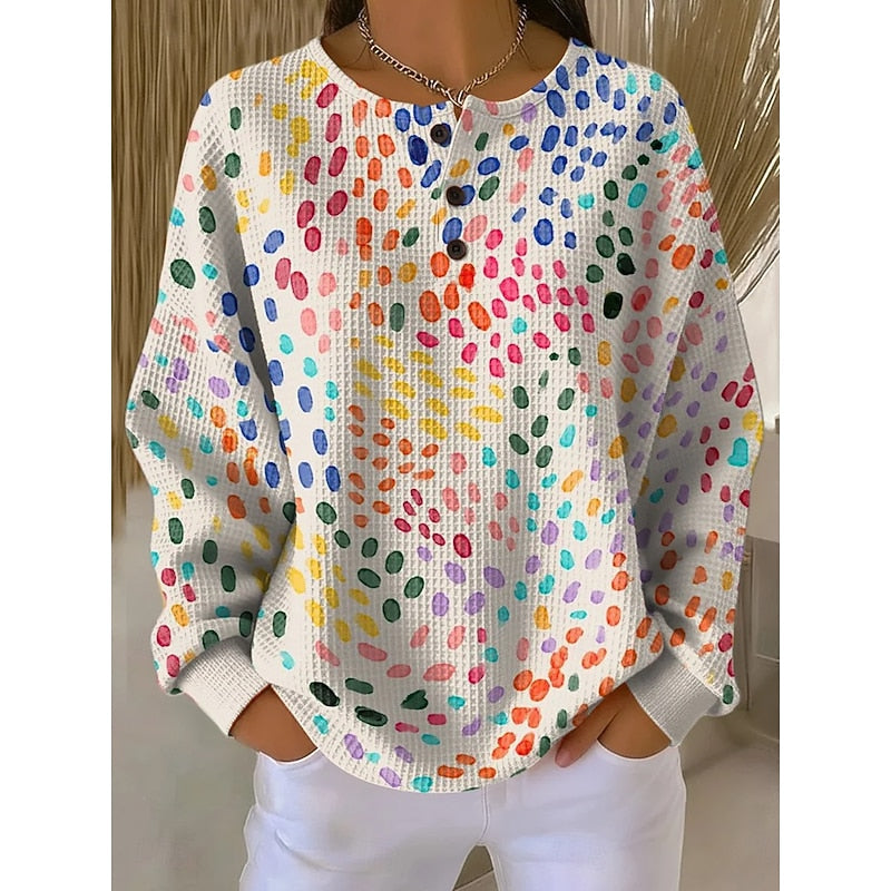 Melody | Bluza z nadrukiem i guzikami przy dekolcie 1