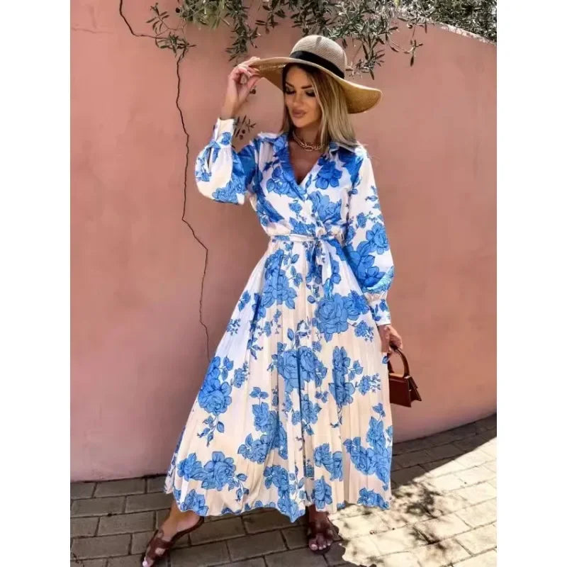 Zwiewna Sukienka Maxi z Kwiatowym Wzorem