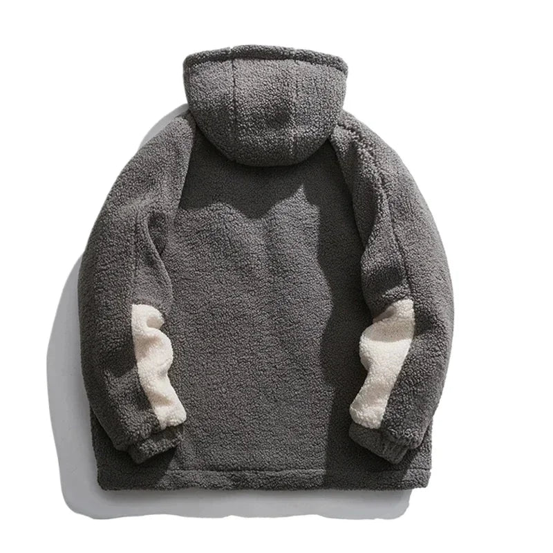 Męska bluza z kapturem z polaru sherpa – oversize, ciepła i stylowa