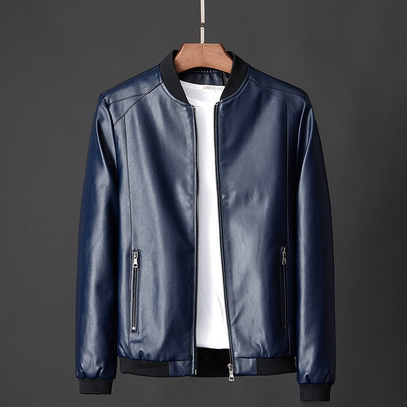 Męska Kurtka Skórzana w Stylu Bomber