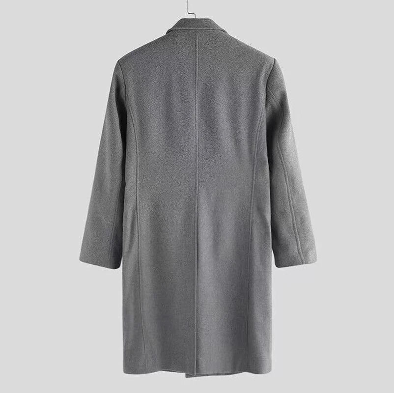 Męski płaszcz wełniany długi, elegancki, klasyczny fason