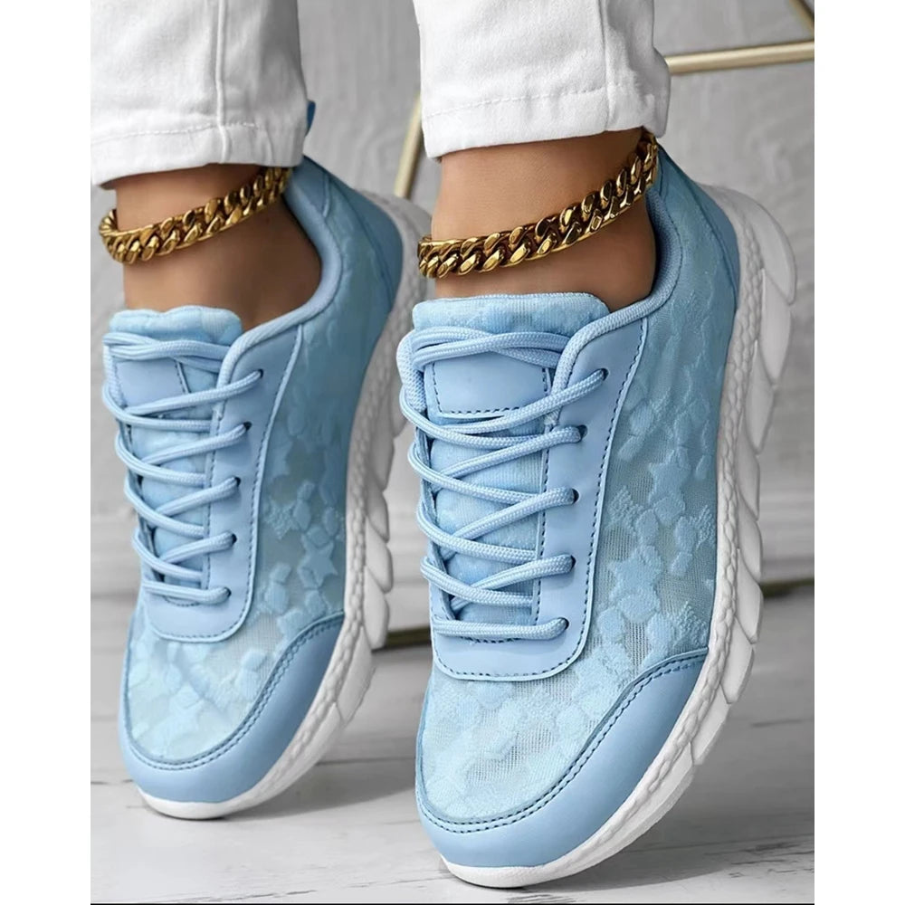 Damskie buty sportowe sneakersy ortopedyczne z koronkowymi wstawkami