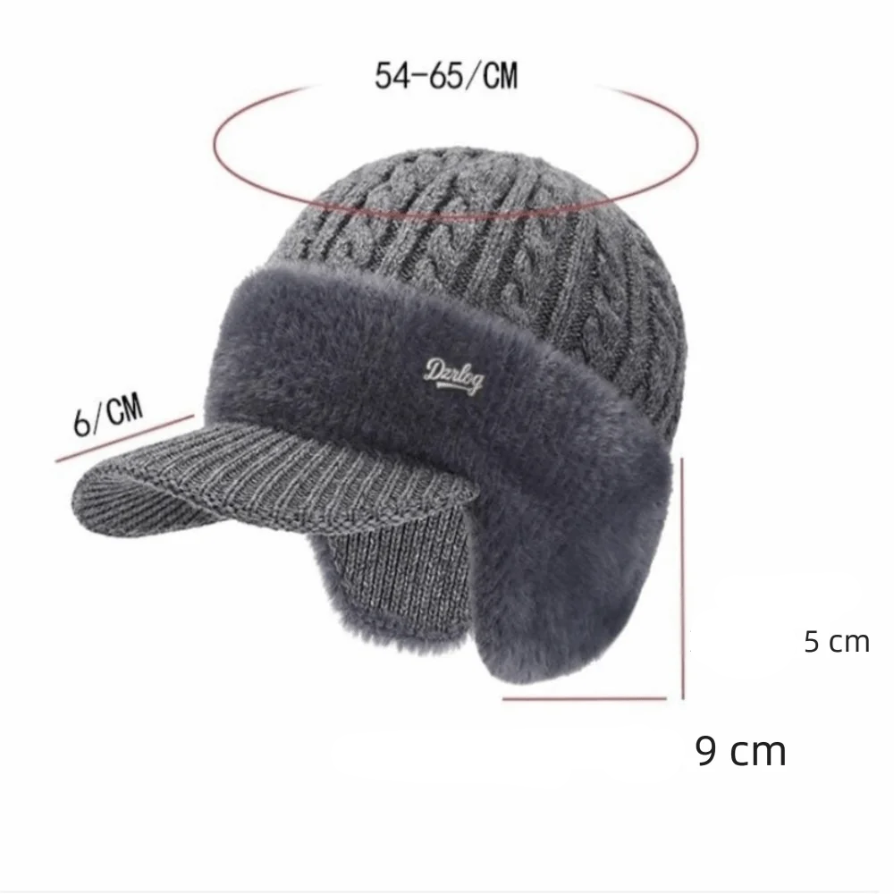 Ocieplana czapka zimowa unisex z daszkiem i nausznikami – idealna dla seniorów