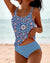 Asymetryczny kostium kąpielowy tankini – Wzór boho |