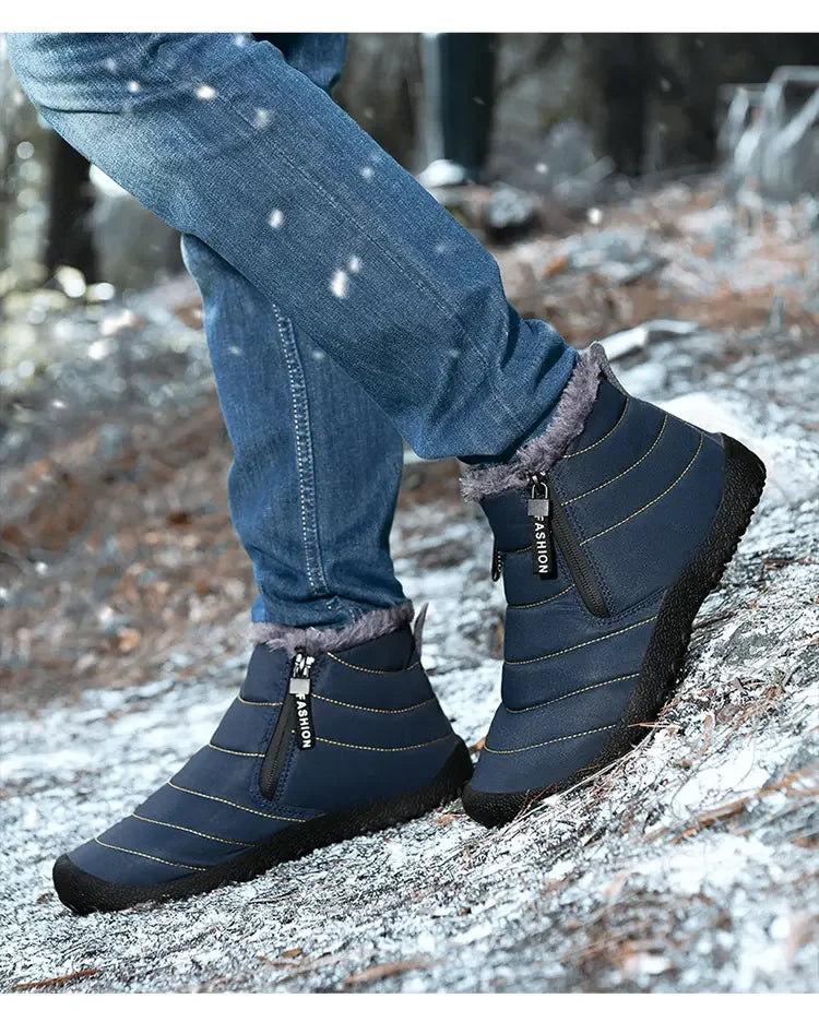 Męskie śniegowce zimowe z futerkiem – ocieplane buty outdoorowe z zamkiem