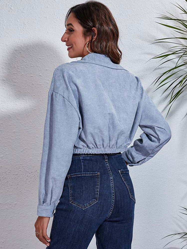 Damska kurtka sztruksowa w stylu crop top