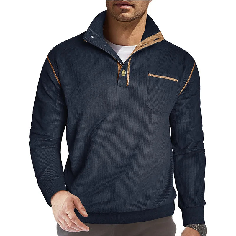 Męski Sweter ze Stójką i Zapięciem