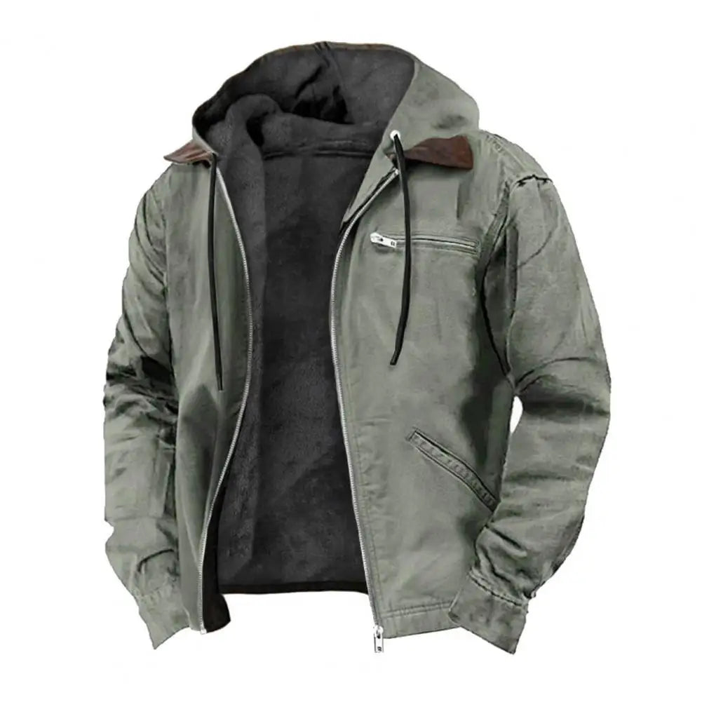 Męska kurtka zimowa z kapturem i ociepleniem, styl casual-outdoor