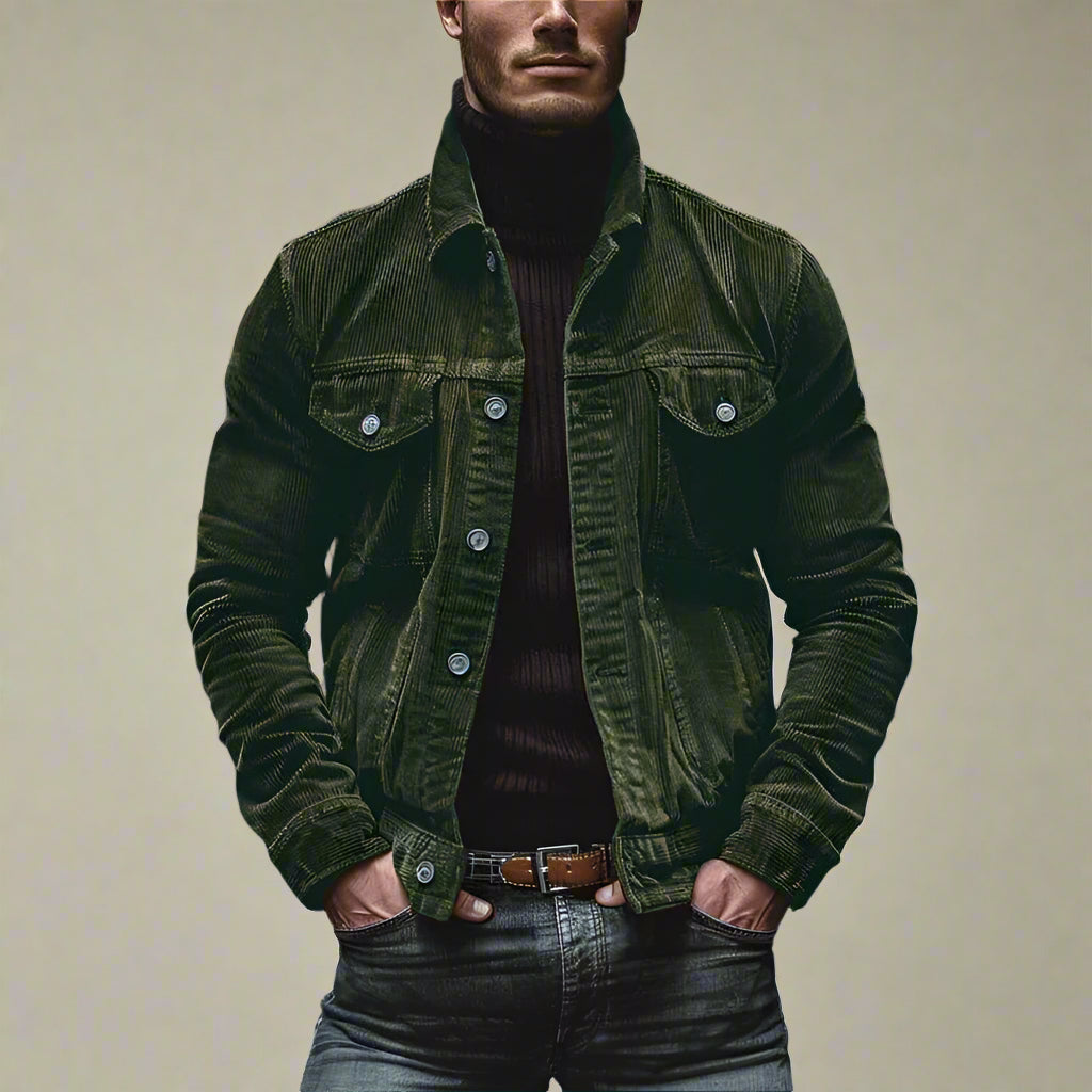 Męska sztruksowa kurtka jeansowa w stylu vintage