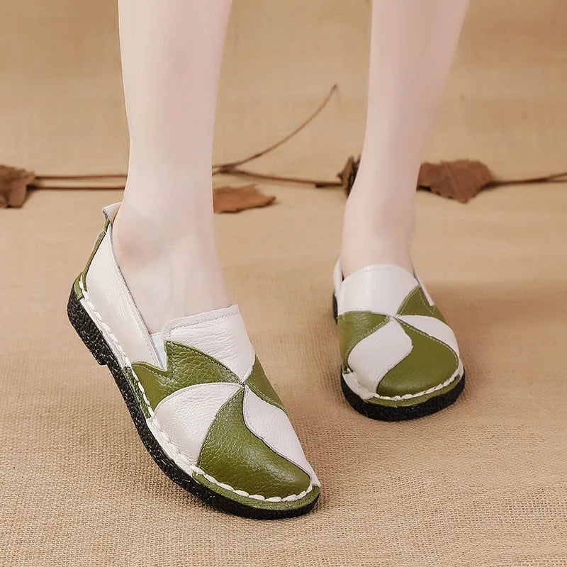 Damskie skórzane buty ortopedyczne slip-on – wygodne półbuty z elastyczną podeszwą
