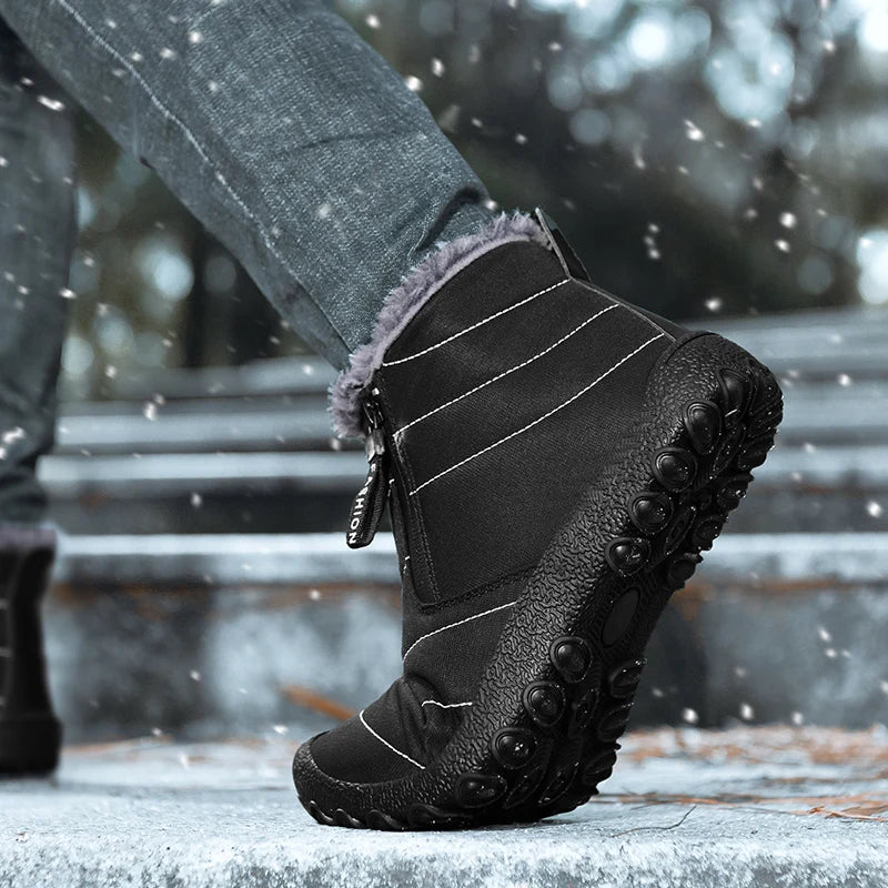 Męskie śniegowce zimowe z futerkiem – ocieplane buty outdoorowe z zamkiem