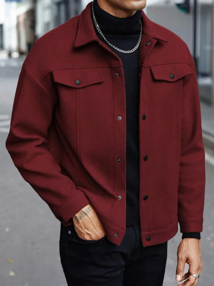 Męska Kurtka Koszulowa z Kieszeniami na Piersi