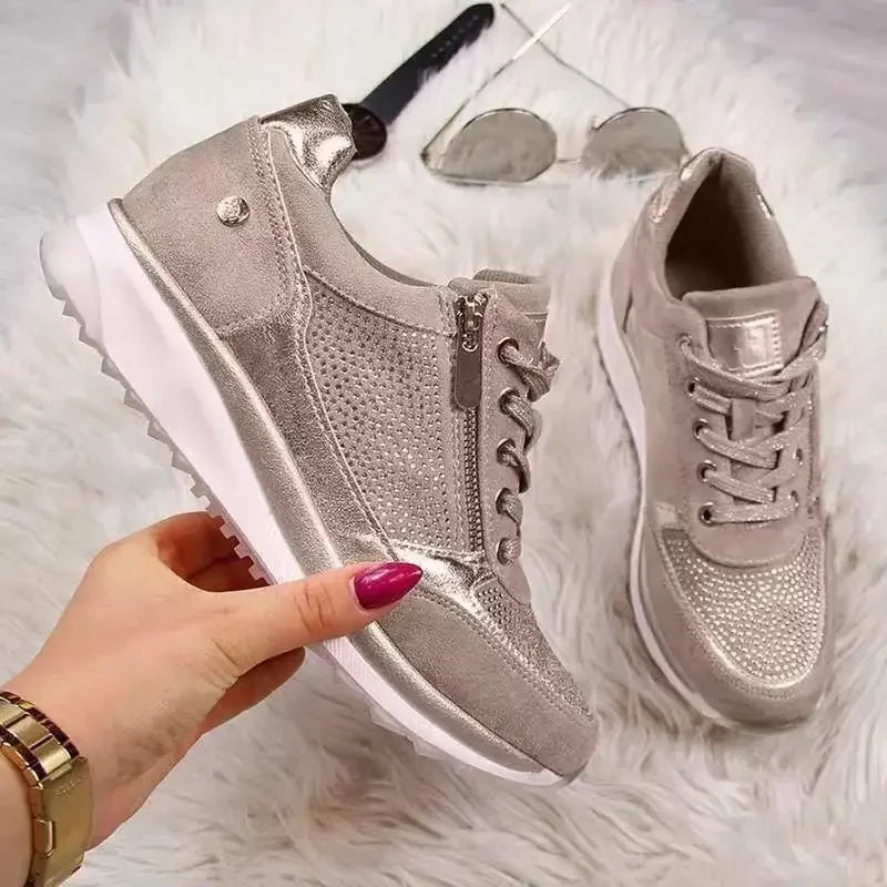 Damskie ortopedyczne sneakersy buty z zamkiem i amortyzującą podeszwą