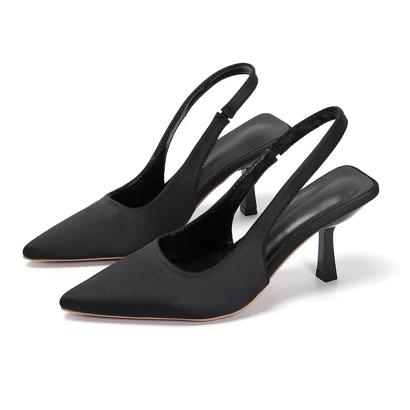 Damskie Czółenka Slingback na Niskim Obcasie z Szpiczastym Noskiem