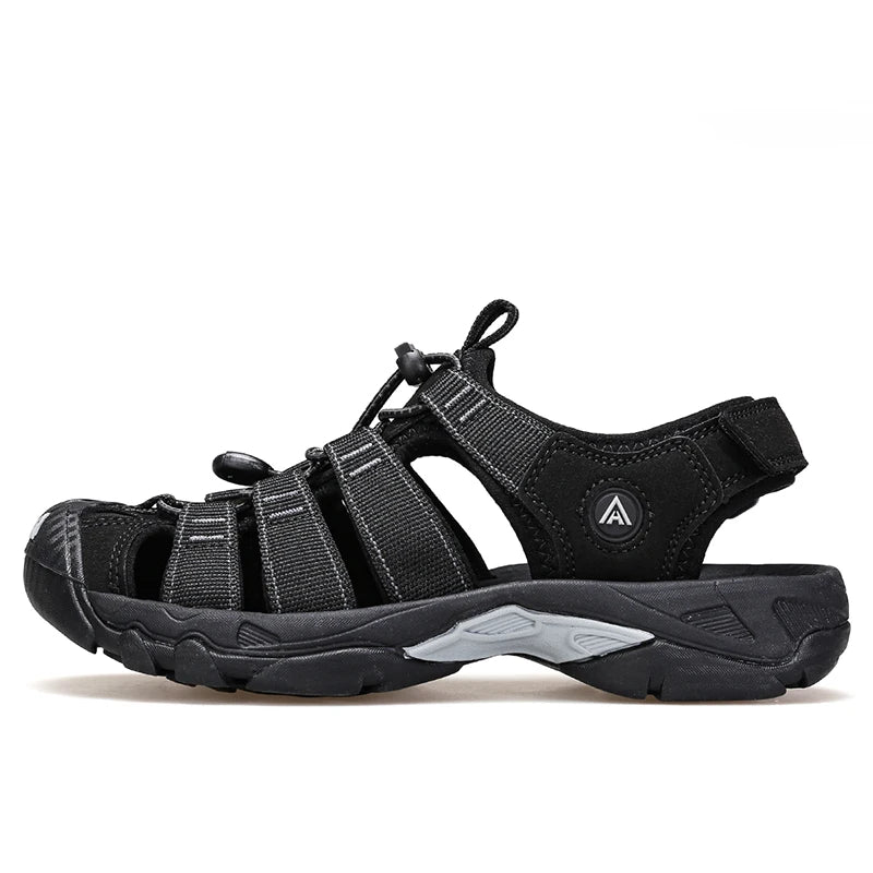 Męskie sandały trekkingowe z zabudowanym przodem i antypoślizgową podeszwą