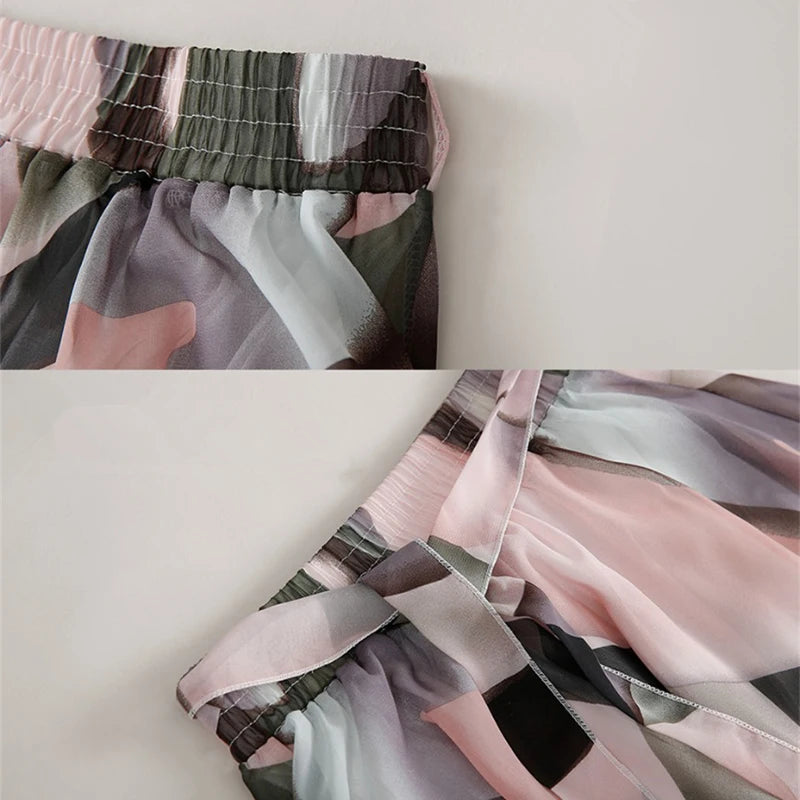 Zwiewna spódnica midi z modnym wzorem