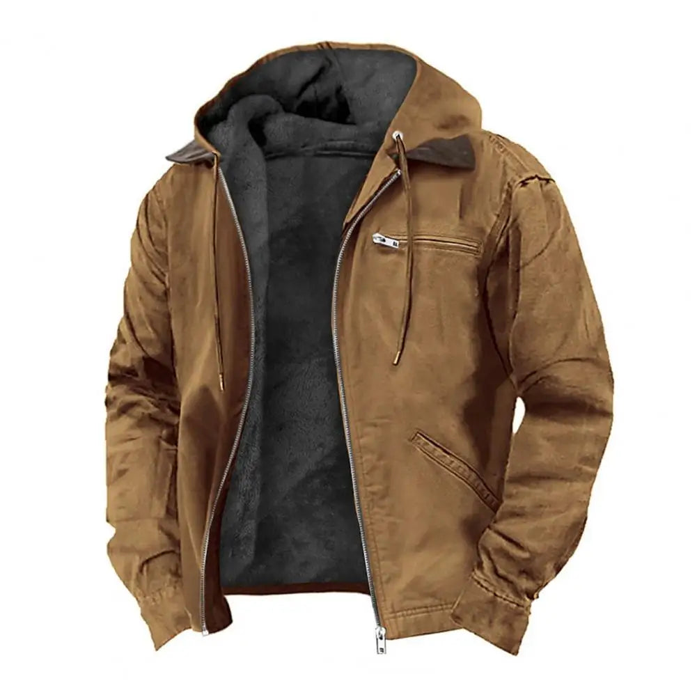 Męska kurtka zimowa z kapturem i ociepleniem, styl casual-outdoor