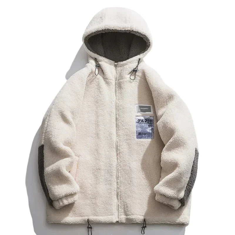 Męska bluza z kapturem z polaru sherpa – oversize, ciepła i stylowa