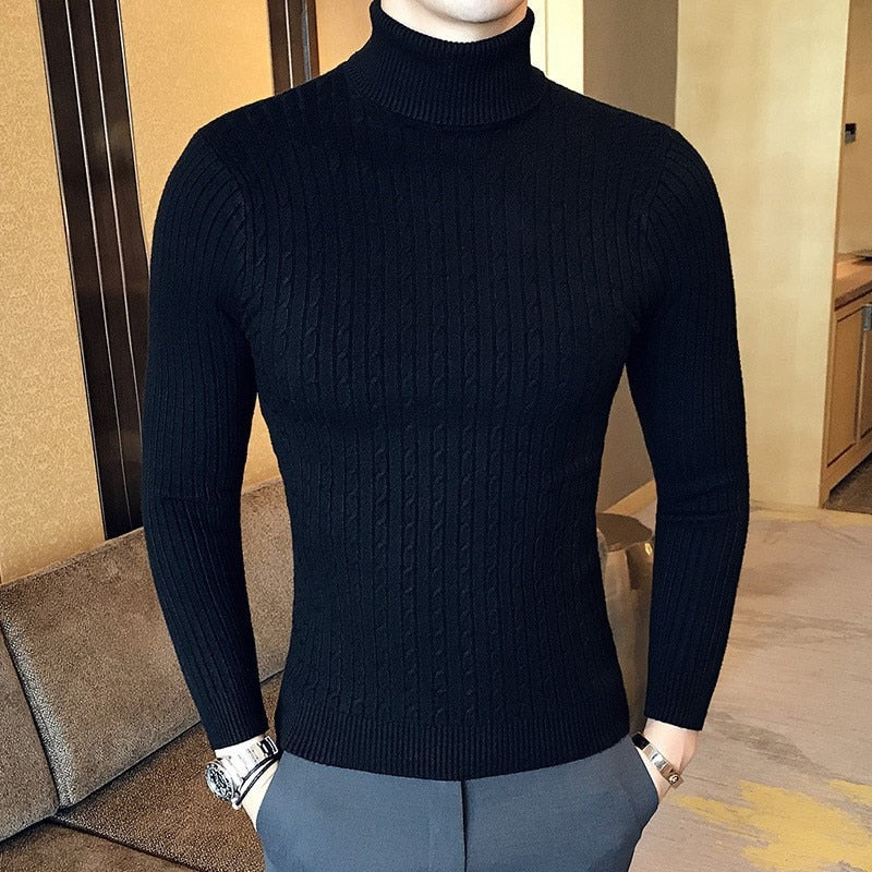 Elegancki Męski Golf z Warkoczowym Wzorem