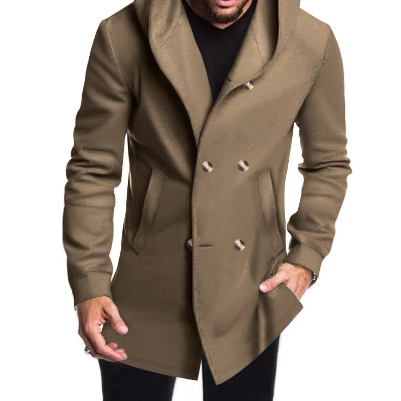 Męski płaszcz z dużym kapturem, styl casual-streetwear, różne kolory