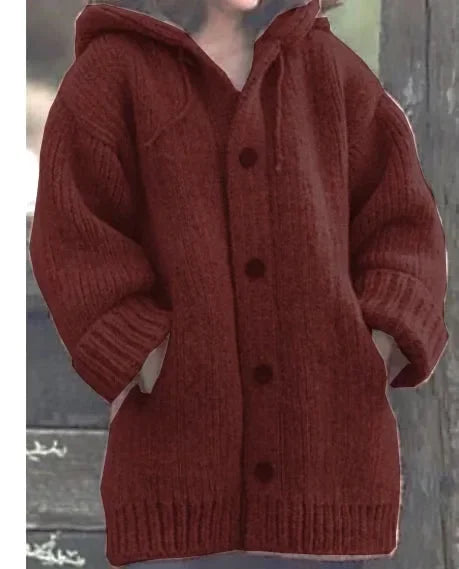 Damski sweter kardigan z grubej dzianiny – ciepły i wygodny na chłodne dni