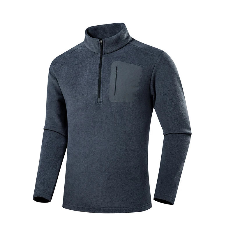 Męska bluza polarowa outdoor z półgolfem i kieszenią na suwak