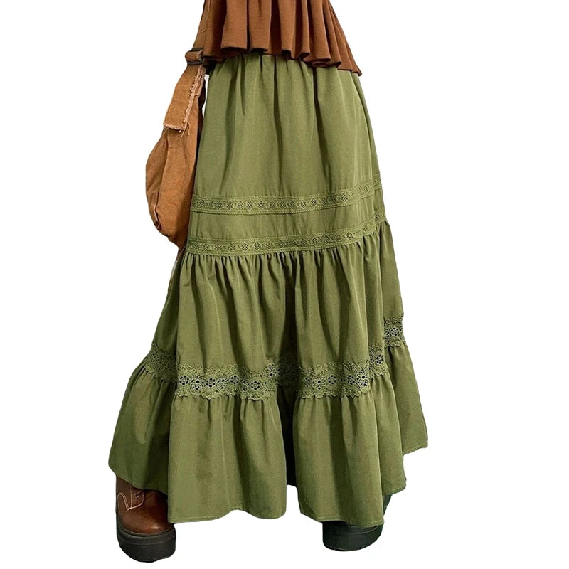 Boho spódnica maxi z falbanami