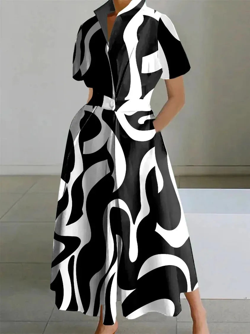 Minimalistyczna sukienka midi bez rękawów z kołnierzykiem – elegancja w nowoczesnym wydaniu