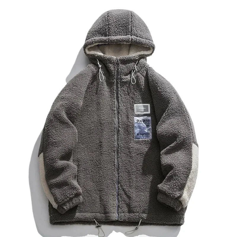 Męska bluza z kapturem z polaru sherpa – oversize, ciepła i stylowa