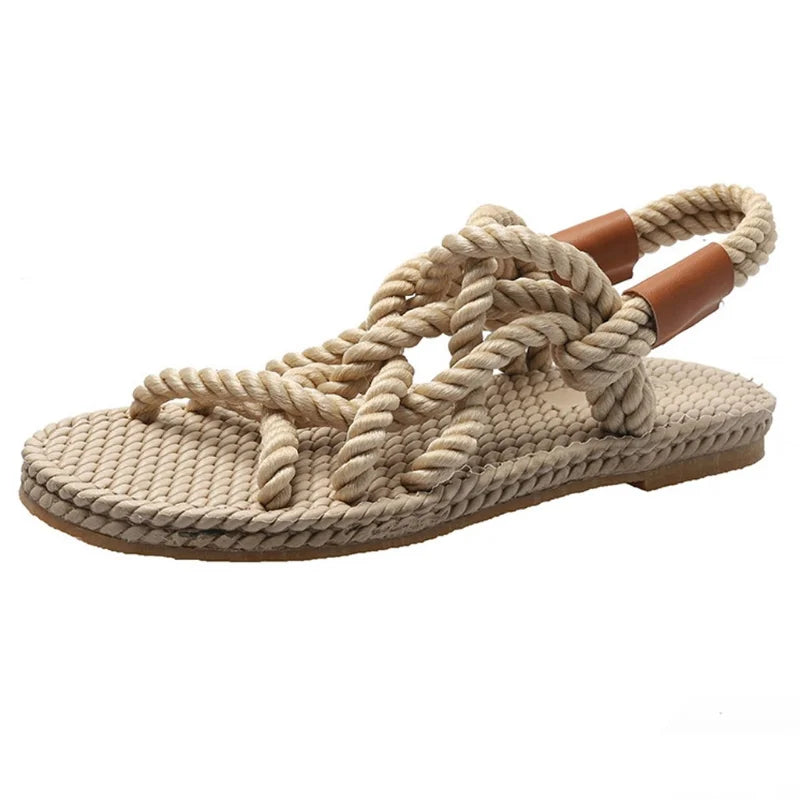 Boho sandały damskie z plecionymi paskami