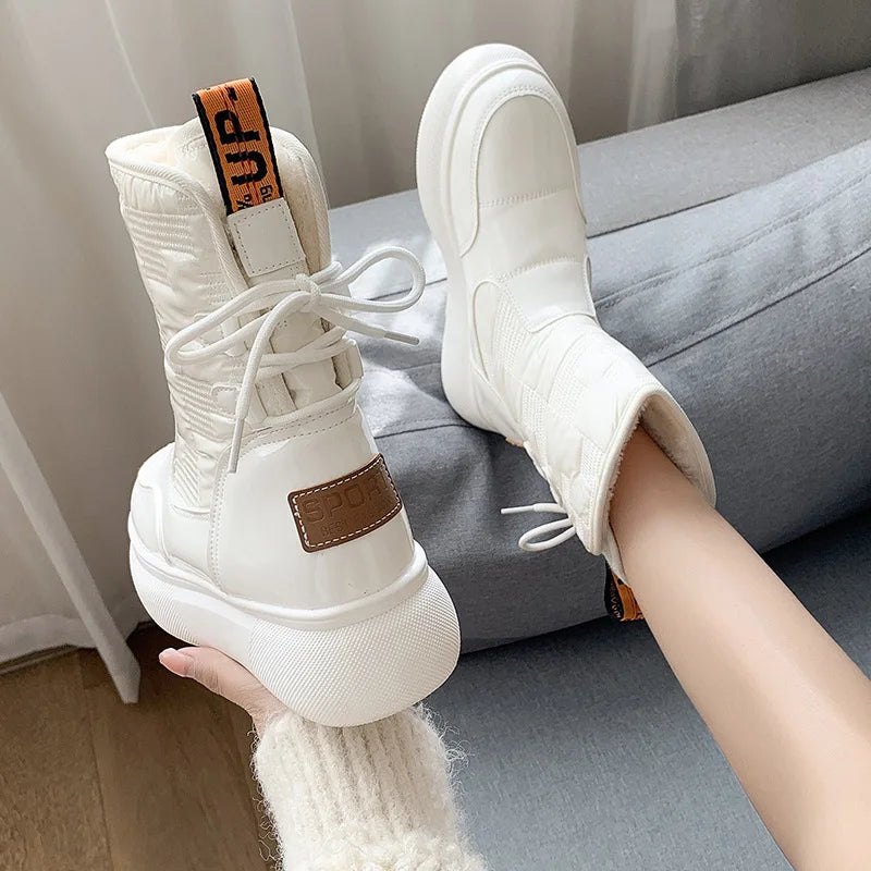 Damskie buty śniegowce ocieplane, wodoodporne, styl sportowo-casual