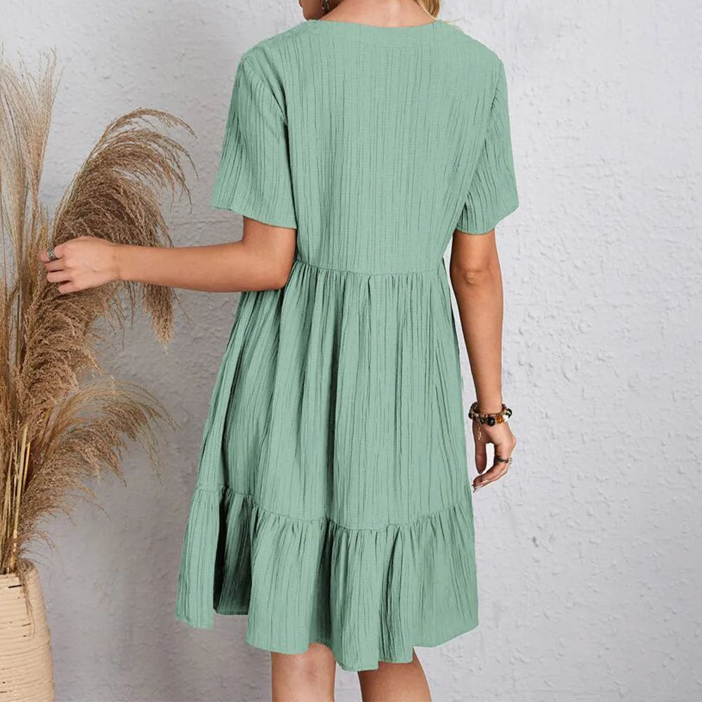 Krótka sukienka boho z falbaną