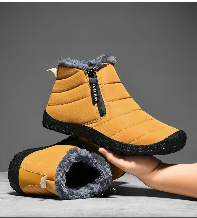 Męskie śniegowce zimowe z futerkiem – ocieplane buty outdoorowe z zamkiem