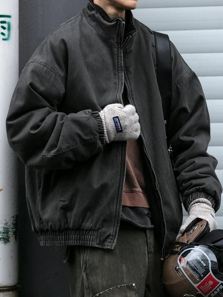 Męska kurtka zimowa z podszewką sherpa – ciepła i solidna na chłodne dni