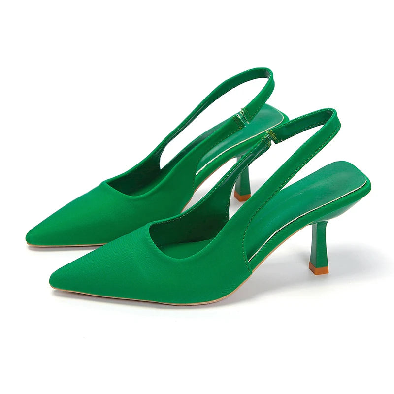 Damskie Czółenka Slingback na Niskim Obcasie z Szpiczastym Noskiem