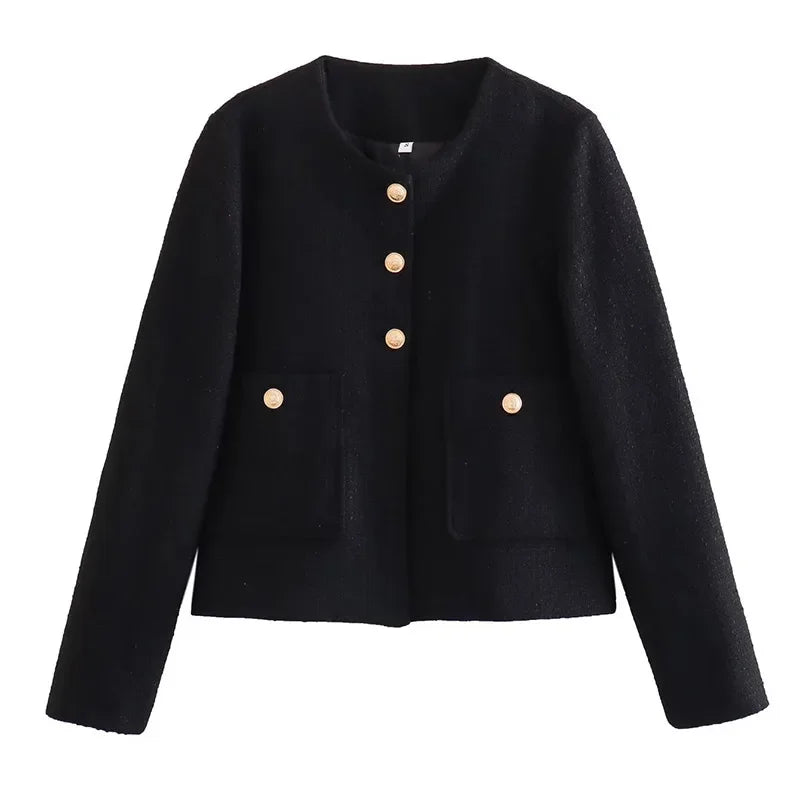 Damska tweedowa marynarka w stylu eleganckim