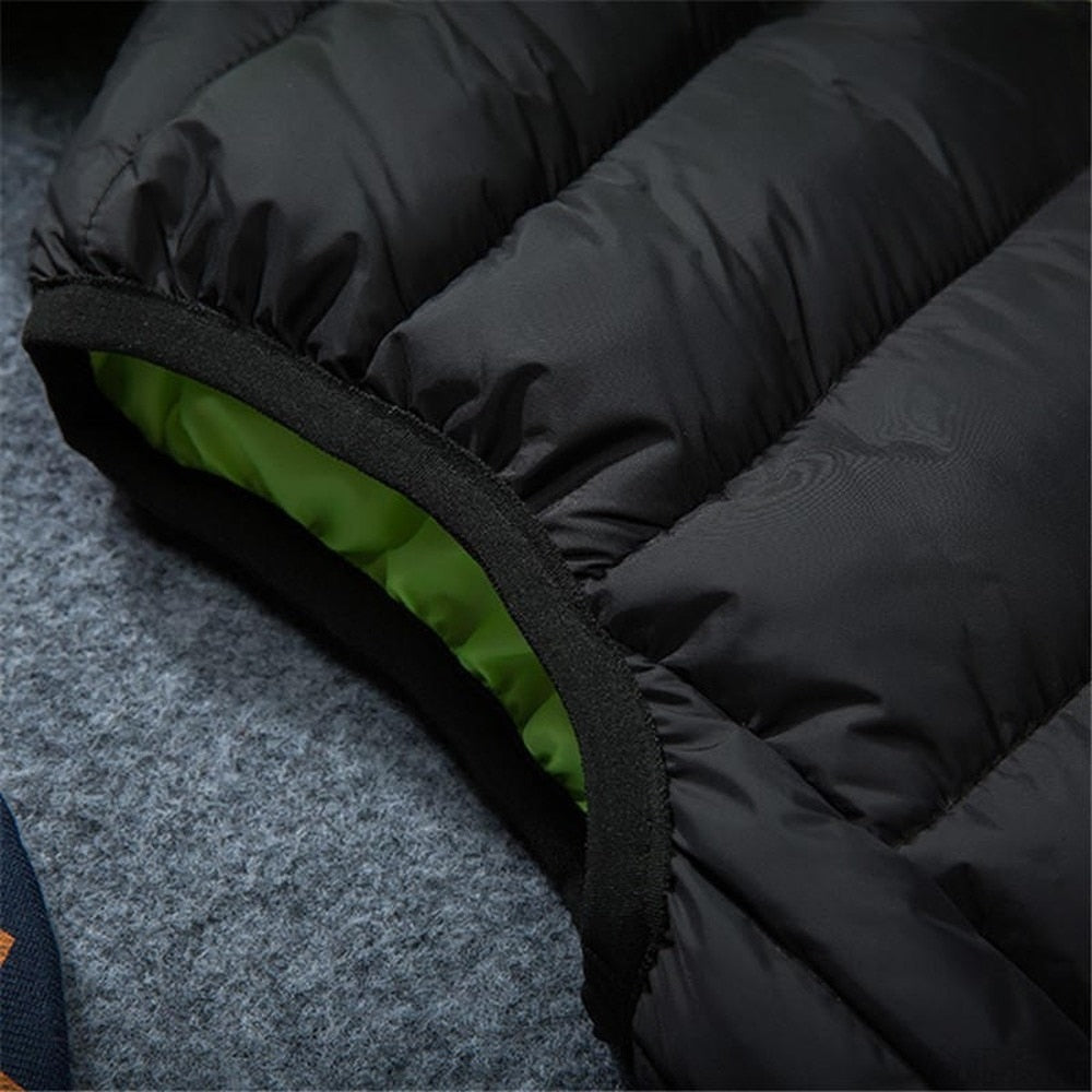 Męski dwukolorowy bezrękawnik pikowany z kapturem