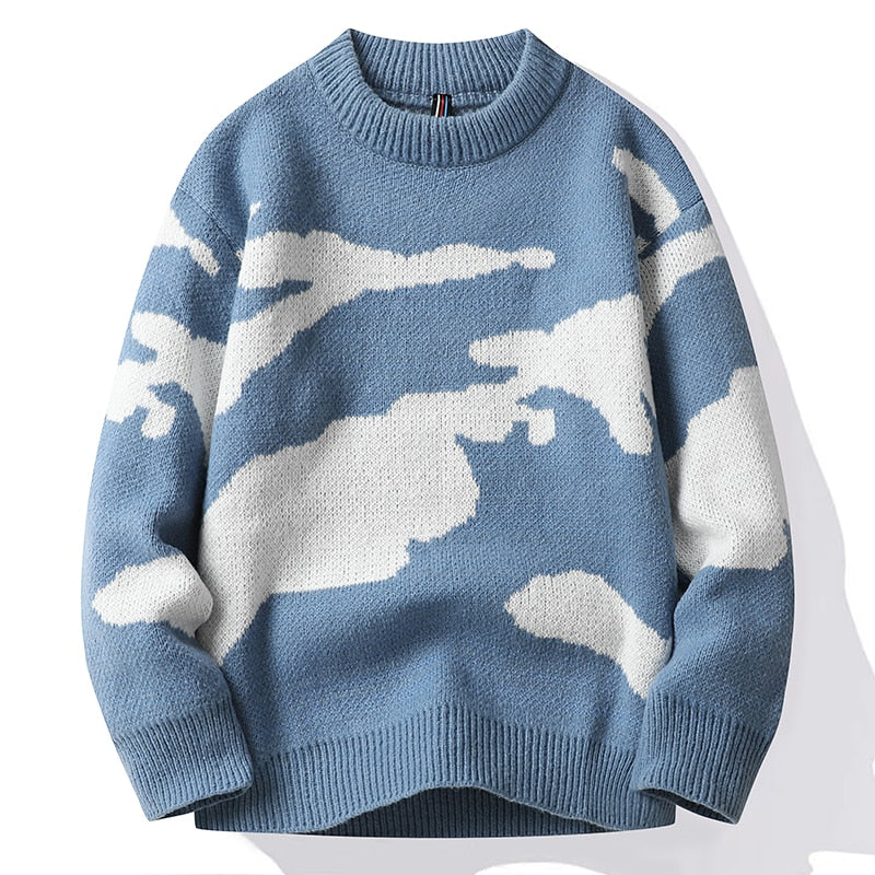 Męski Sweter z Wzorem Chmur