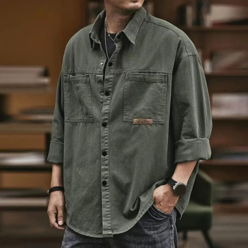 Męska Koszula Oversize w Stylu Safari