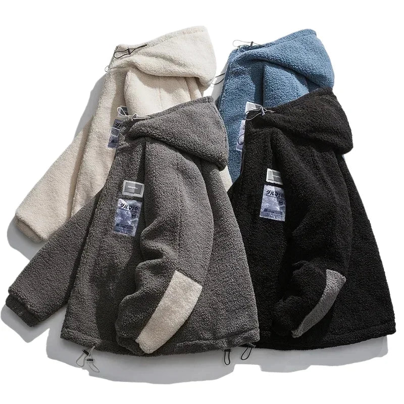 Męska bluza z kapturem z polaru sherpa – oversize, ciepła i stylowa