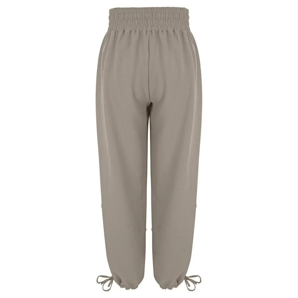 Damskie Luźne Spodnie z Elastycznym Pasem i Ściągaczami
