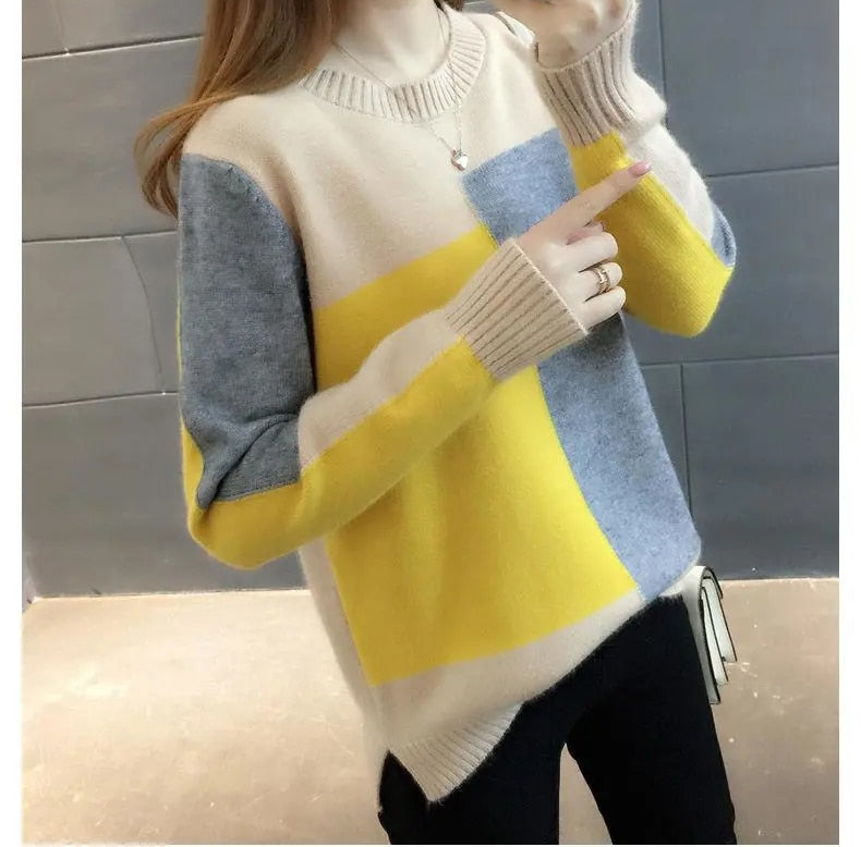 Damski patchworkowy sweter