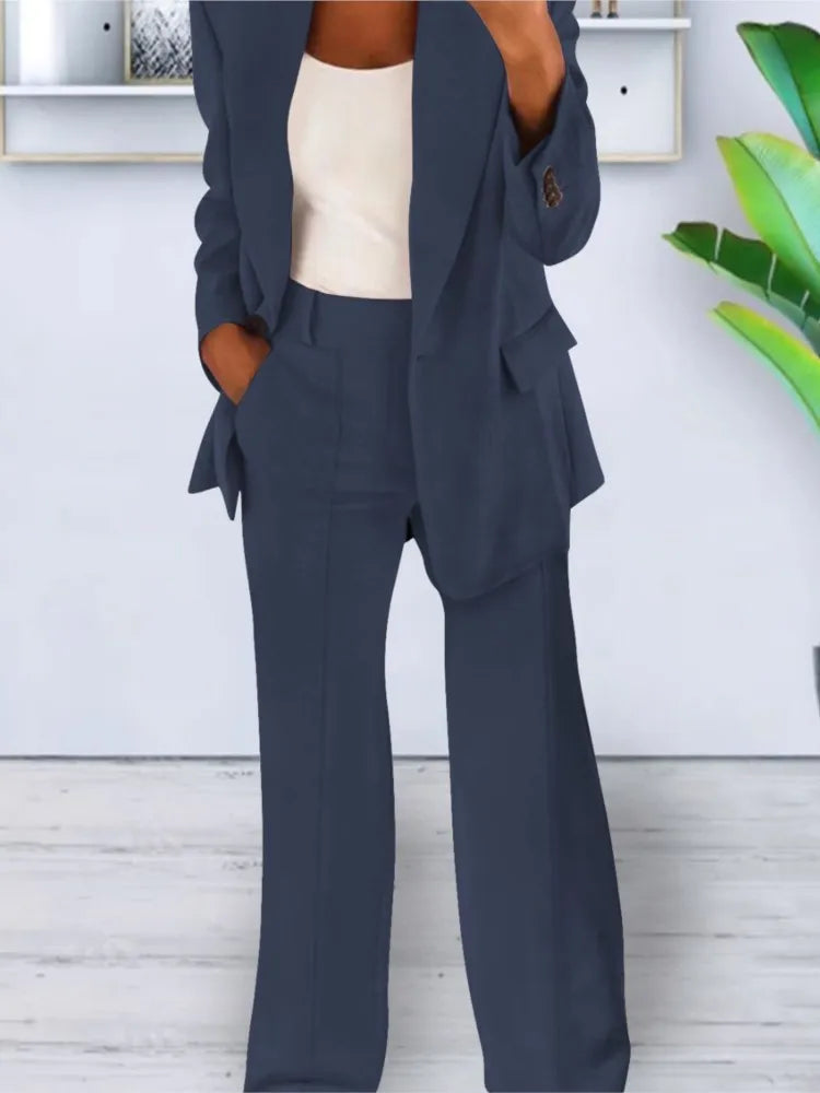 Elegancki Garnitur Damski z Szerokimi Spodniami
