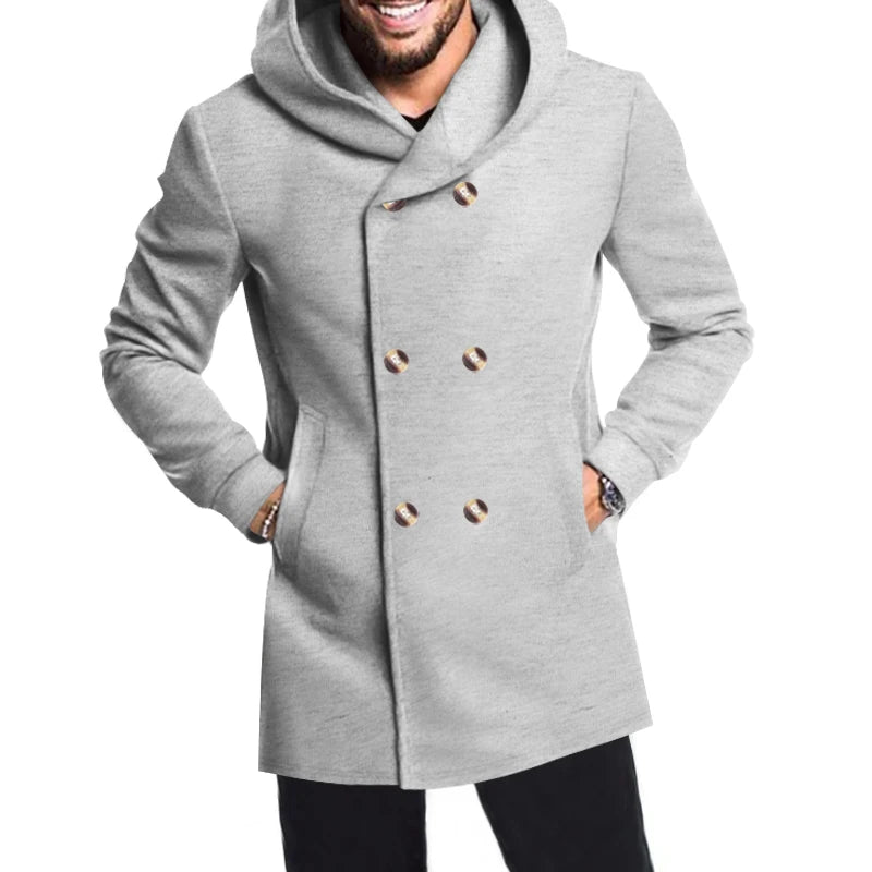 Męski płaszcz z dużym kapturem, styl casual-streetwear, różne kolory