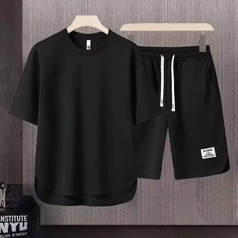 Męski komplet dresowy na lato – T-shirt z krótkim rękawem i szorty z kieszeniami