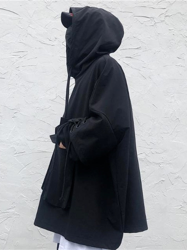 Męska Oversize Bluza z Kapturem i Wiązaniami
