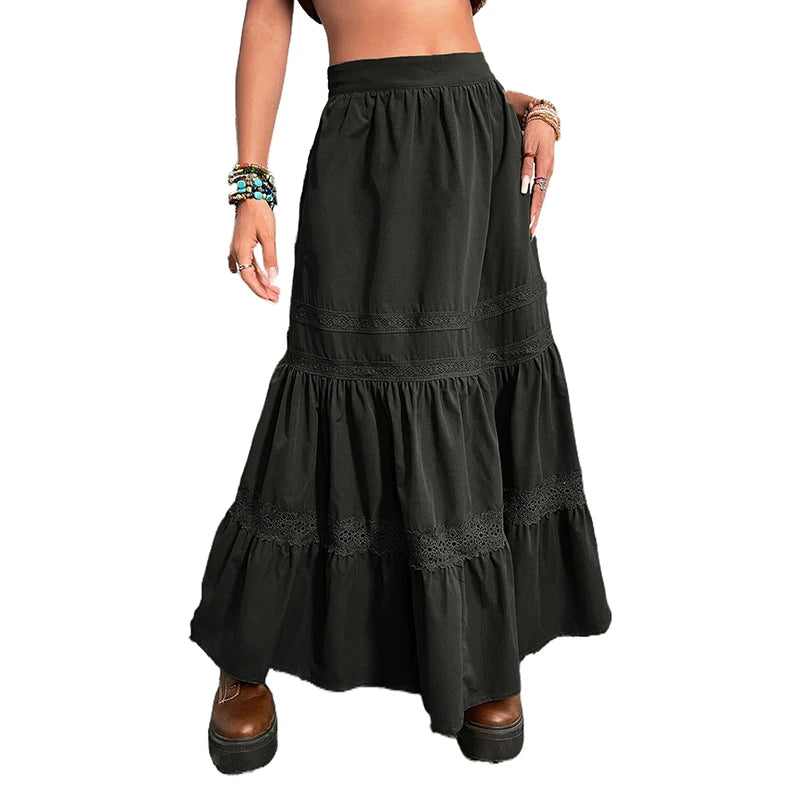 Boho spódnica maxi z falbanami