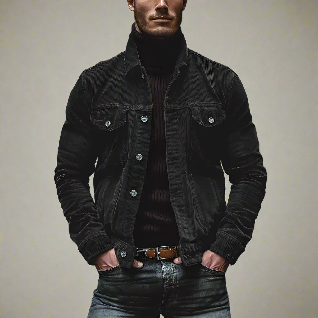 Męska sztruksowa kurtka jeansowa w stylu vintage